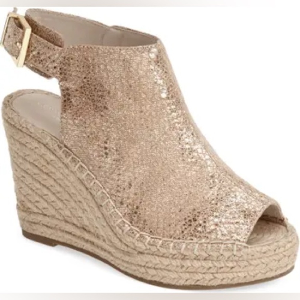 Kenneth Cole Olivia Metallic Snakeskin Espadrille Wedge Sandal | Size 9.5